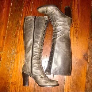 VTG Rare Charles David Grey Heeled Riding Boot Sz 7